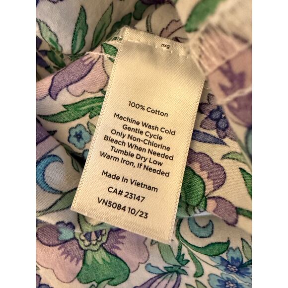 Talbots Blue Green Purple Floral Fit & Flare Poplin Shirtdress Plus 20WP - Picture 7 of 9